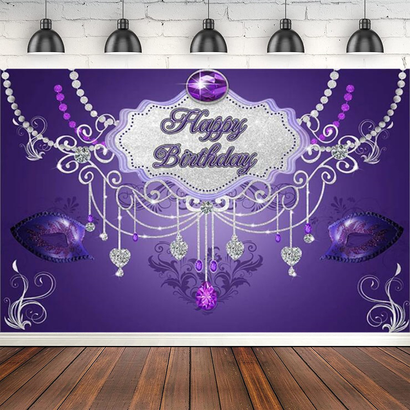 Dessert Table Backdrop - Purple Mask Birthday Party Photography Backdrop