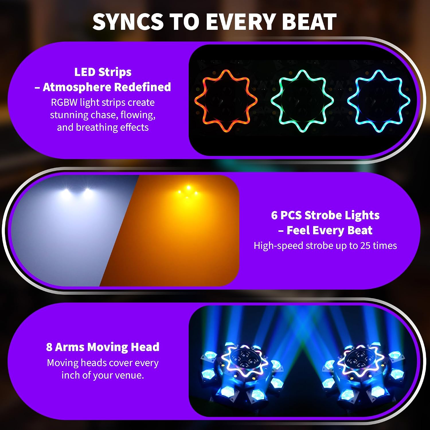 200W Disco Party Lights 8 Arm  - Event Party Dj 评论和价格
