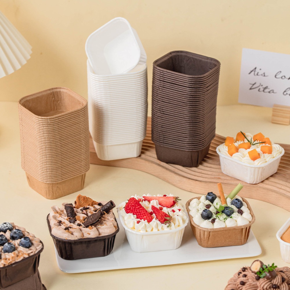 50Pcs Square Muffins Paper Cup - Plastic Cup 50Pcs 评论和价格