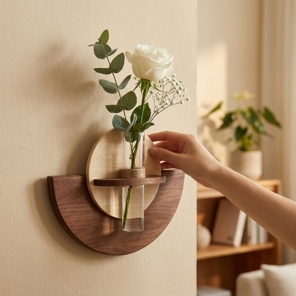 Oval Wood Wall Mount Flower Sh - Flower Wall Panel 评论和价格